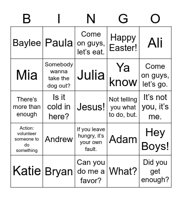 Christmas Bingo Card
