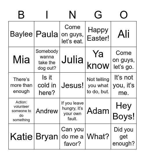 Christmas Bingo Card