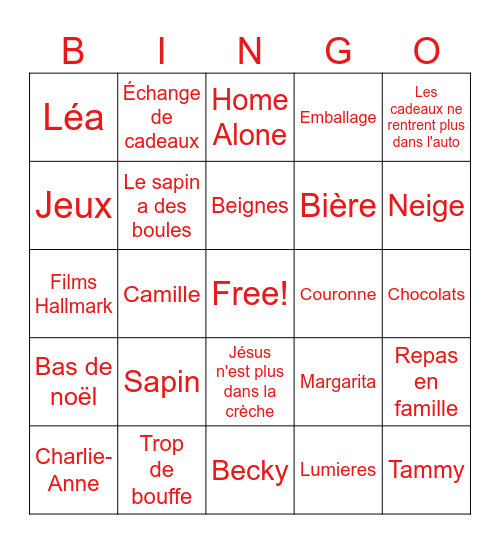 Bingo de noël pour le plus beau cadeau Bingo Card