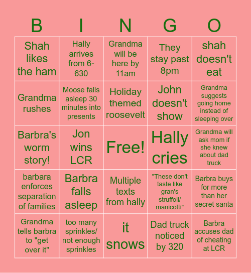 Christmas 2024 Bingo Card