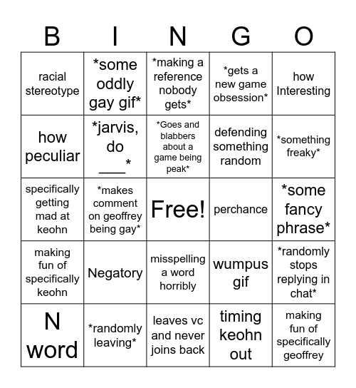 Viktor Phrases Bingo Card