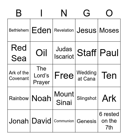 2025 Fa Bingo Card