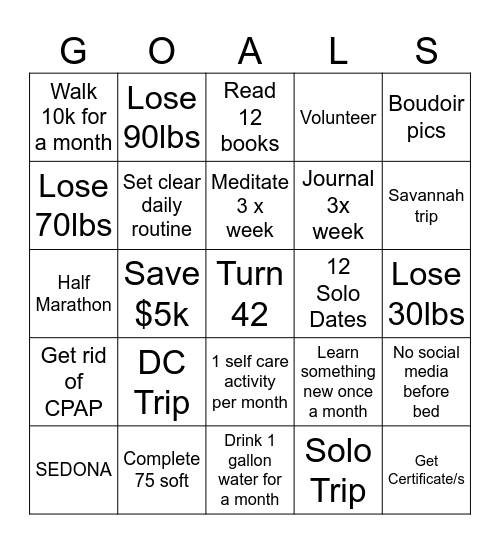 2025 VISION BOARD Bingo Card