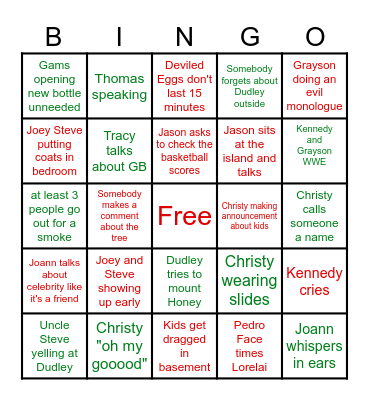Family Bingo Card