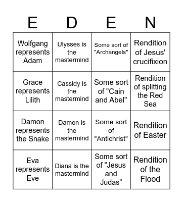 Eden's Garden Predictions Bingo Card