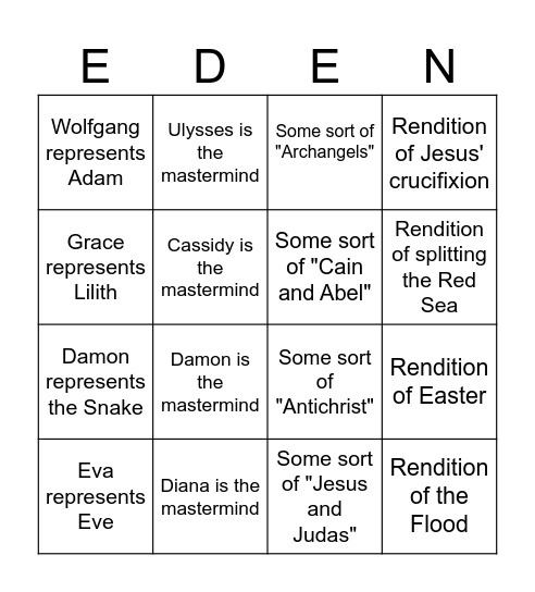 Eden's Garden Predictions Bingo Card
