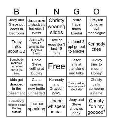 Family Bingo Card