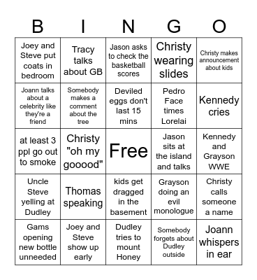 Family Bingo Card