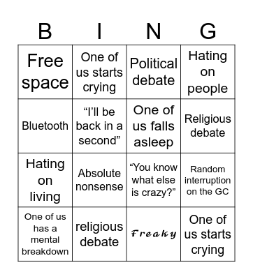 Conversational Bingo Card