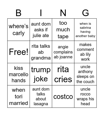 christmas 2024 Bingo Card