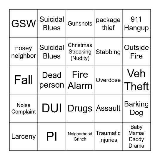 Dispatch Christmas BINGO Card