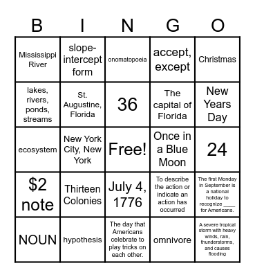 FAMILY BINGO Card