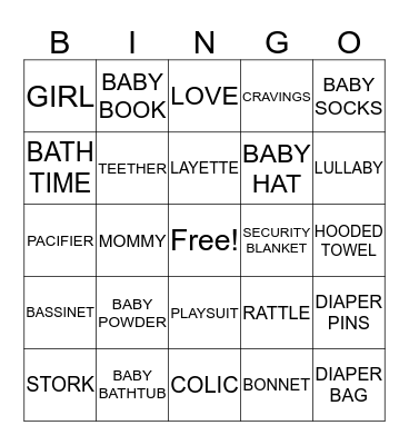 JACINTA'S BABY BINGO Card