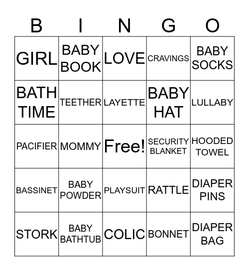 JACINTA'S BABY BINGO Card