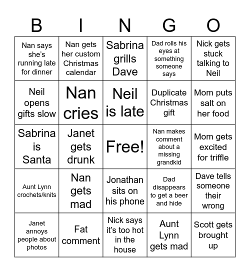 Christmas Bingo Card