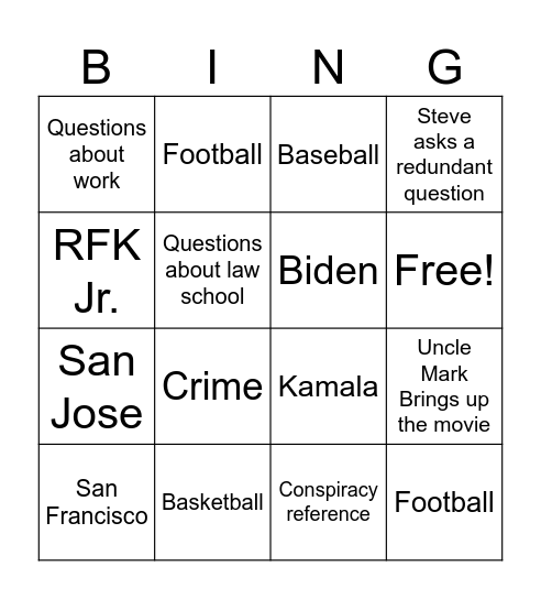 2024 Xmas BINGO Card