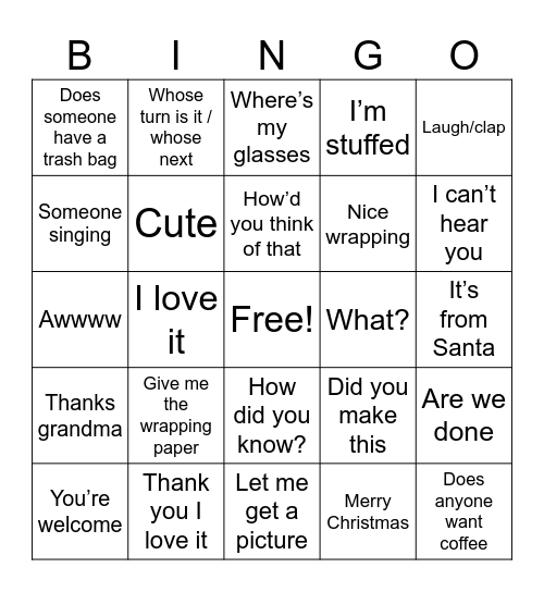 CHRISTMAS BINGO Card