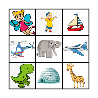 ABC Caillou Bingo Card