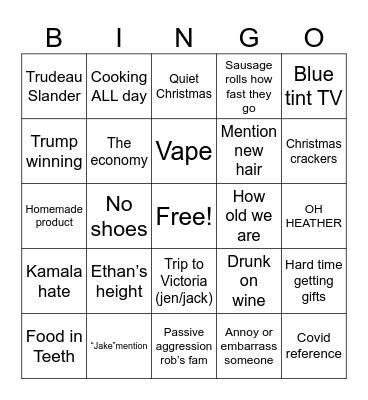 Grandma Bingo Card
