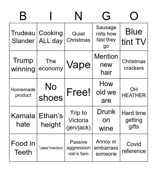Grandma Bingo Card