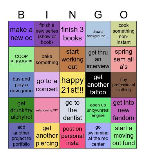 nhi's 2025 resolutions bingo >:) Bingo Card