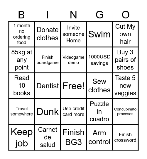 2025 Bingo Card Bingo Card