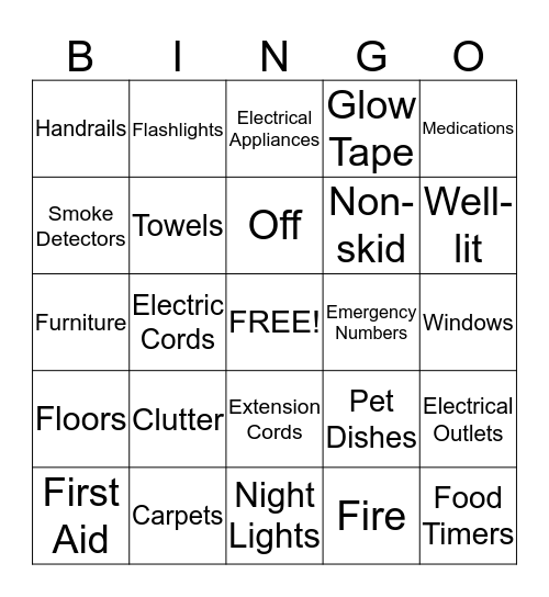 Home Safety by Senior Helpers Bingo Card