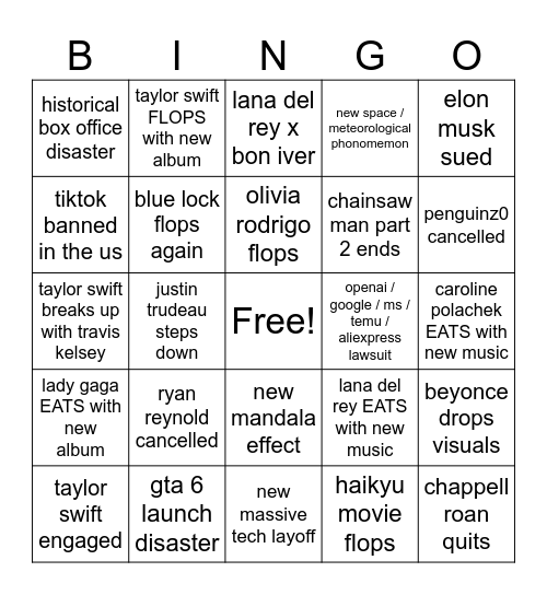 2025 Bingo Card