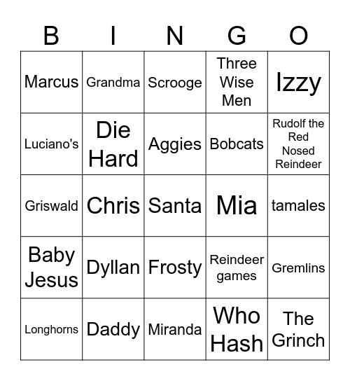 Christmas Bingo Card