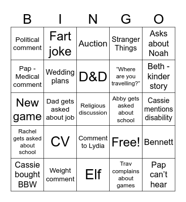 Mickle Bingo Card