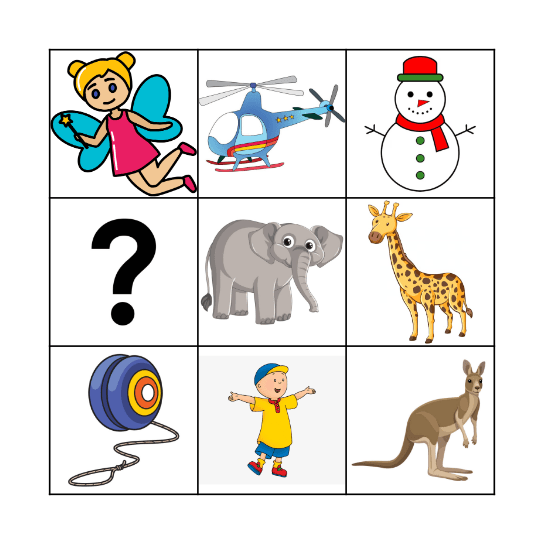 ABC Caillou Bingo Card