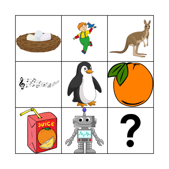 ABC Caillou Bingo Card