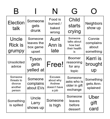 Xmas 2024 Bingo Card