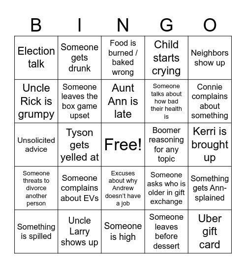 Xmas 2024 Bingo Card