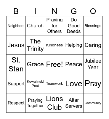 Faith and Community Bingo Card
