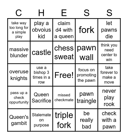 Chess Bingo v1 Bingo Card