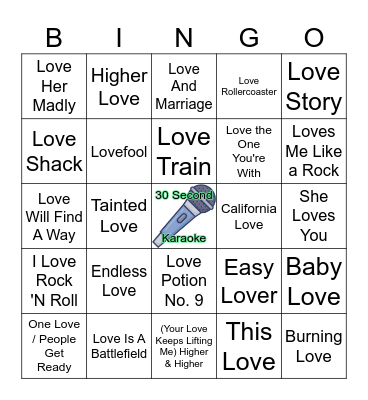 1st Word / 2nd Word "Love" Bingo Card