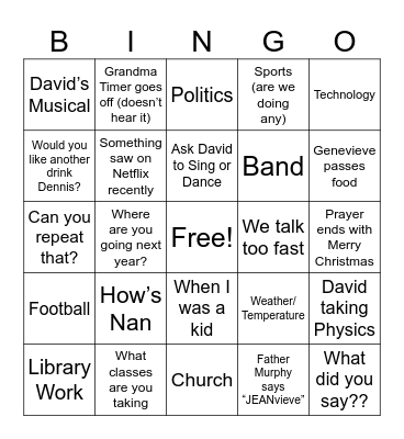Christmas Bingo Card