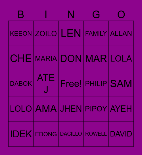 POST CHRISTMAS GAMES Bingo Card