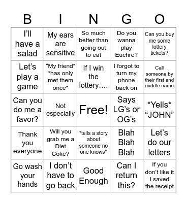 Lita-isms Bingo Card