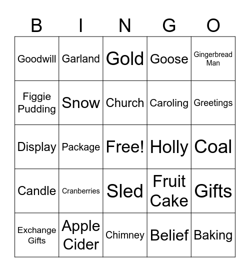 Christmas Bingo Card