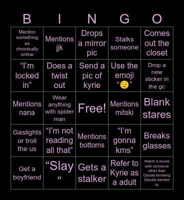 Kaylah’s 2025 bingo card Bingo Card