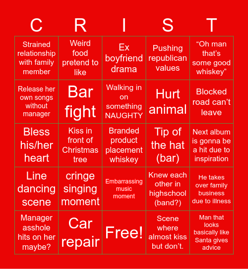 SWEET MOUNTAIN CHRISTMAS Movie Bingo Card