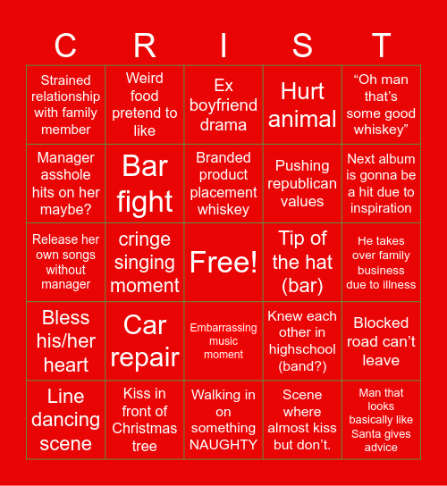 SWEET MOUNTAIN CHRISTMAS Movie Bingo Card