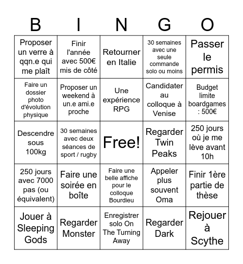 Bingo 2025 Bingo Card