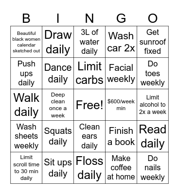 January Bingo Card