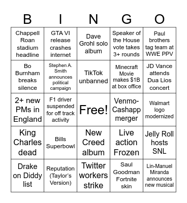 2025 Bingo Card