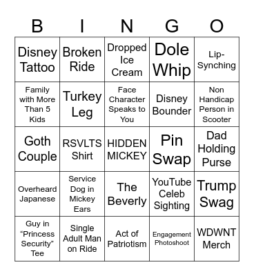 Disney Bingo Card