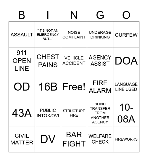 NEW YEARS EVE Bingo Card