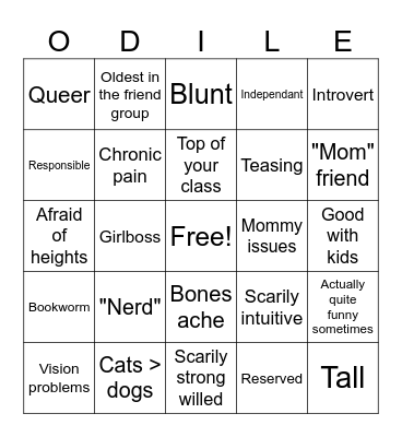 Odile Kinnie Bingo Card